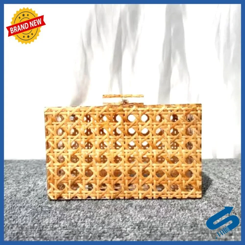 Acrylic Rattan Woven Clutch Crossbody Shoulder Bag Elegant Evening Party Purse